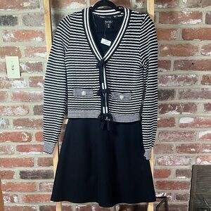 Black and White Cardigan and Dress Set